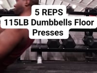 115LB Dumbbells Floor Presses - 5 reps @ 179lbs bodyweight 