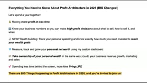 📣 UPDATE! BIG Things Happening in Profit Architecture in 2026