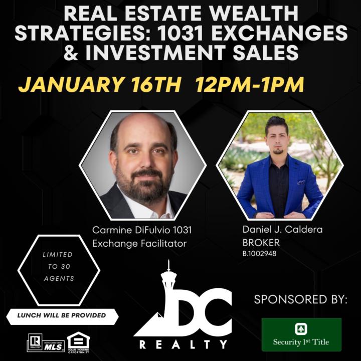 Next Live Event January 16th 12-1pm -SFR Investing &1031 Exchanges