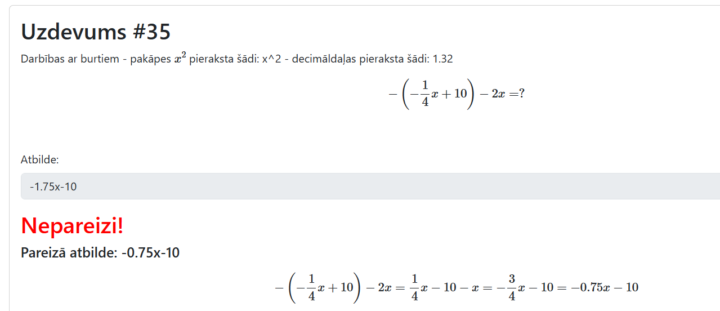 Kļūda pamatskolas treniņ testā