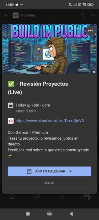✅ HOY revisamos tu proyecto en directo 7pm - 8pm (hora Madrid)