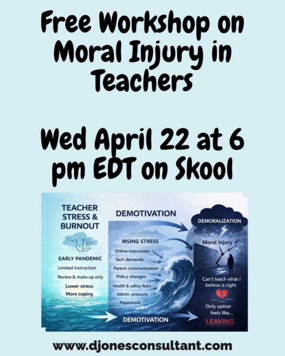 Reminder: Free Workshop on Moral Injury in Teachers Tonight