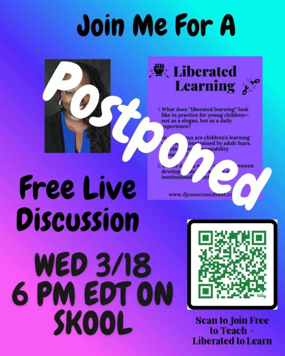 Live Free Discussion Postponed