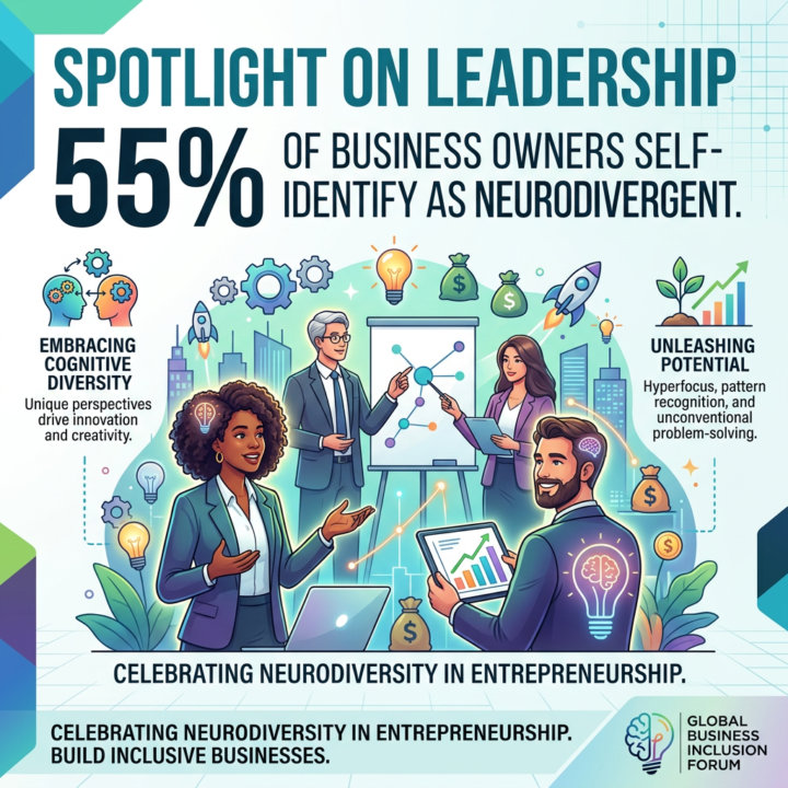 55% of business owners self-identify as neurodivergent.