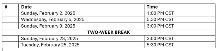 FEBRUARY! It's almost here (Study Sessions Dates & Times)