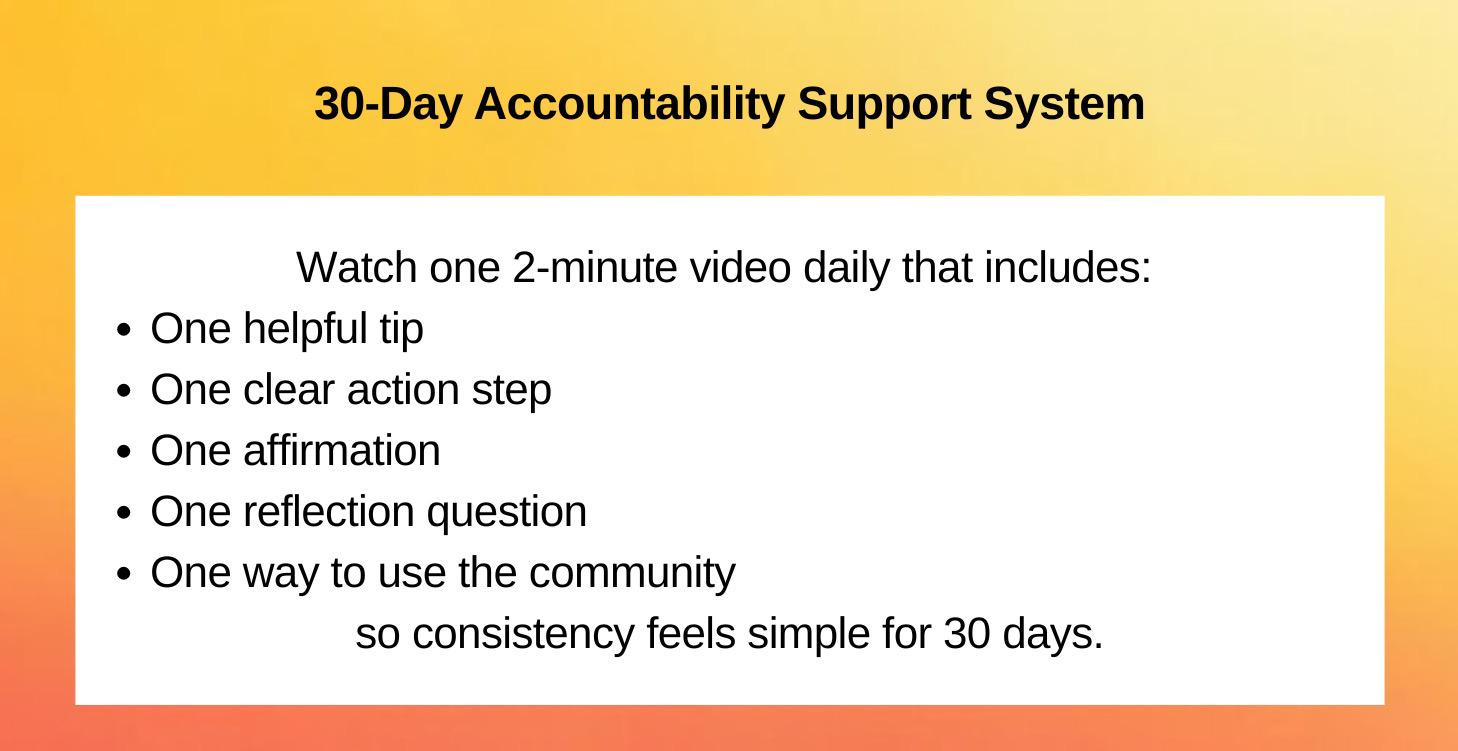 30-Day Accountability Support System - 30 Videos