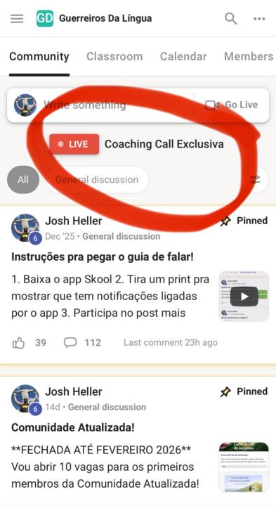 Coaching call exclusiva começando logo!