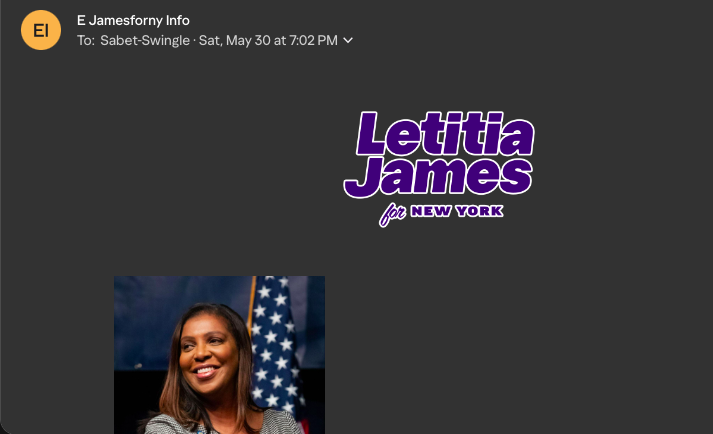 Tish James Emailed Me First!