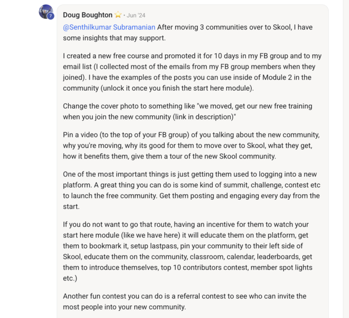 Moving Facebook group members to Skool