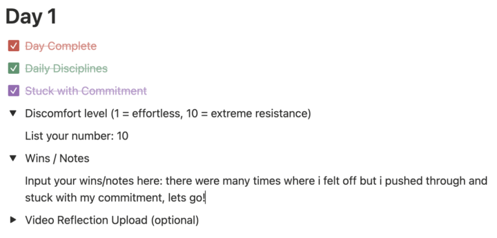 Daily Check-in Template