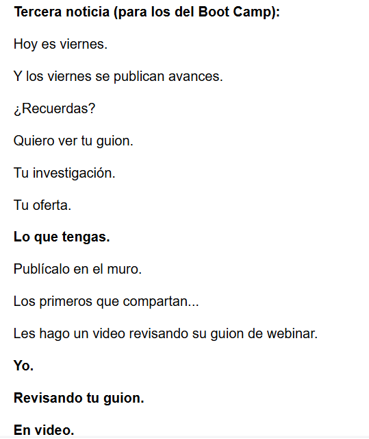 Tercera noticia (para los del Boot Camp)