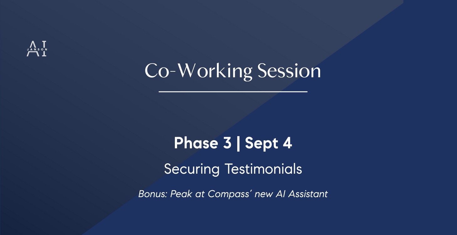 Phase 3 - Co-working | Securing Testimonials