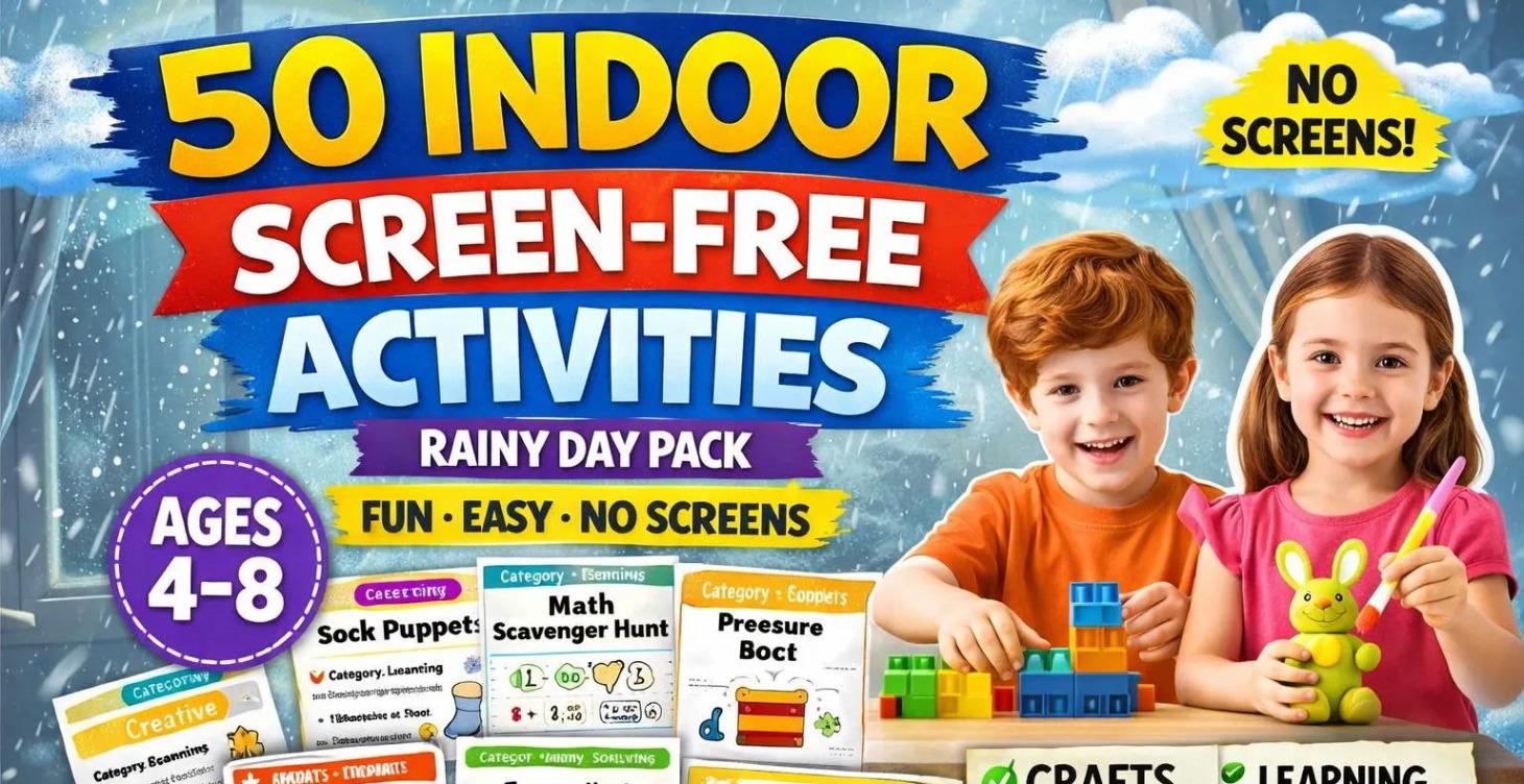 50 Indoor Screen-Free Activities for Kids Ages 4-8