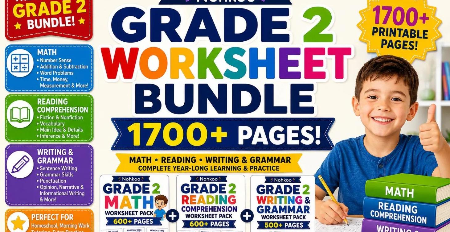 Grade 2 Worksheet Bundle | 1700+ Pages