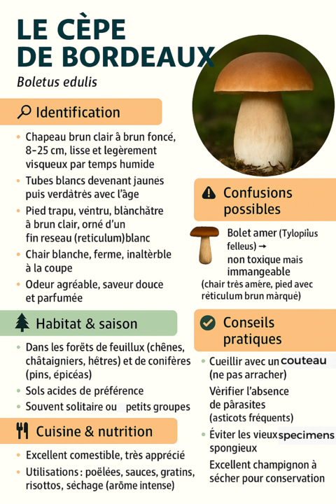 Fiche descriptive du cèpe de bordeaux
