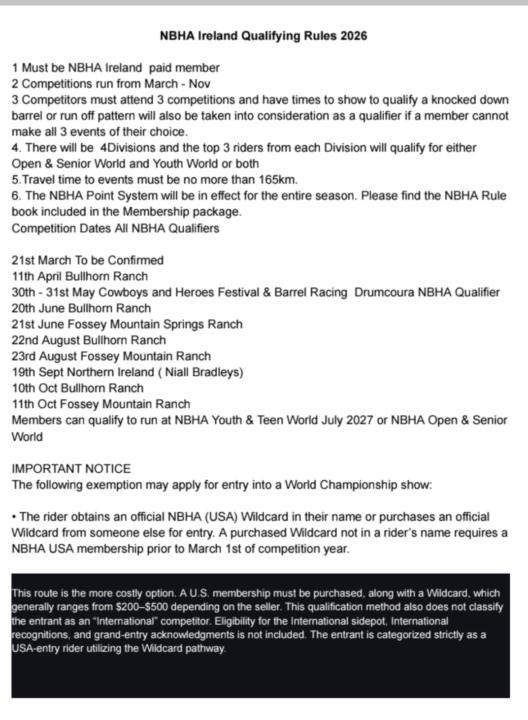 NBHA IRELAND 🇮🇪  Qualifications 