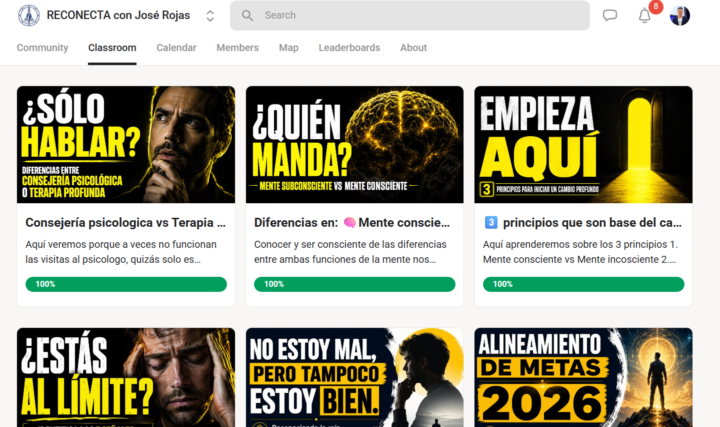 Puedes acceder al "classroom" y ver las clases disponibles