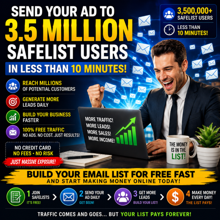 Send Your AD to 3.5 Million Safelist Members