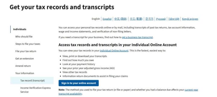 How to Access Your IRS Tax Transcripts Online