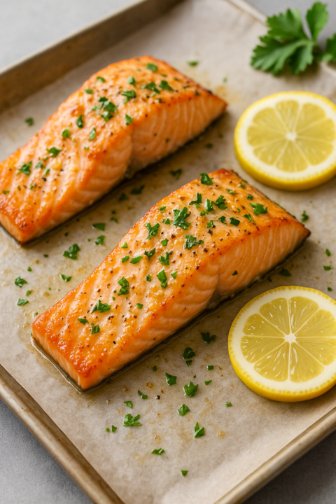 LEMON GARLIC BAKED SALMON🐟👩‍🍳