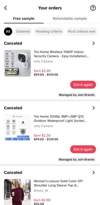 Samples canceled after approved