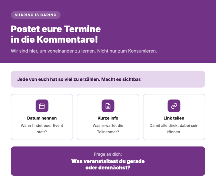 Sharing is Caring: Postet eure Termine hier 📅✨