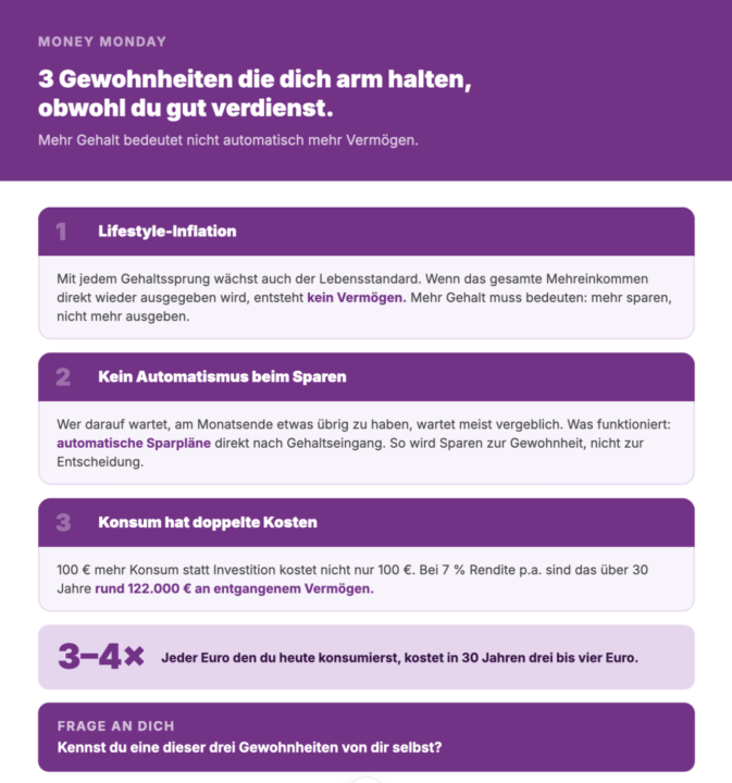 Money-Monday: 3 Gewohnheiten die dich arm halten, obwohl du gut verdienst 💜
