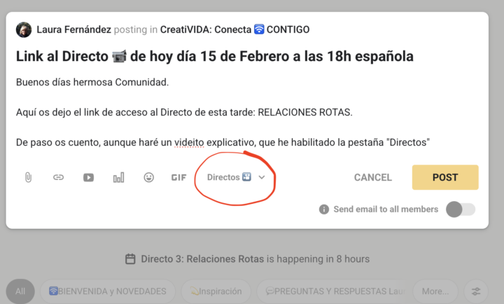 Link al Directo 📹 de hoy día 15 de Febrero a las 18h española