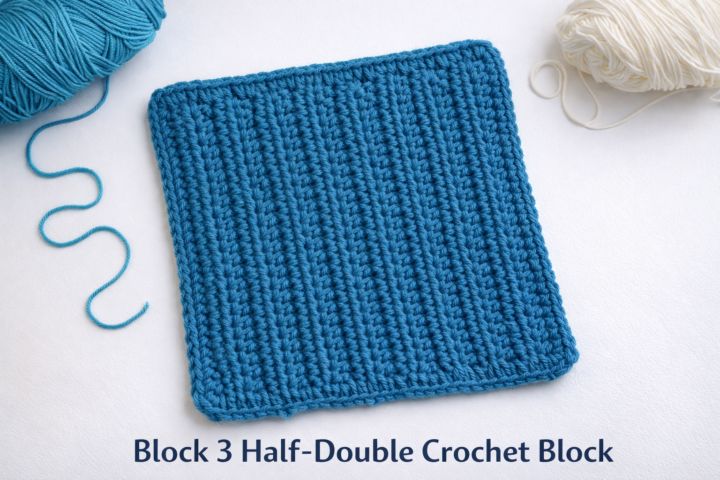 Block of The Week: BLOCK 3: HALF DOUBLE CROCHET (Hdc)