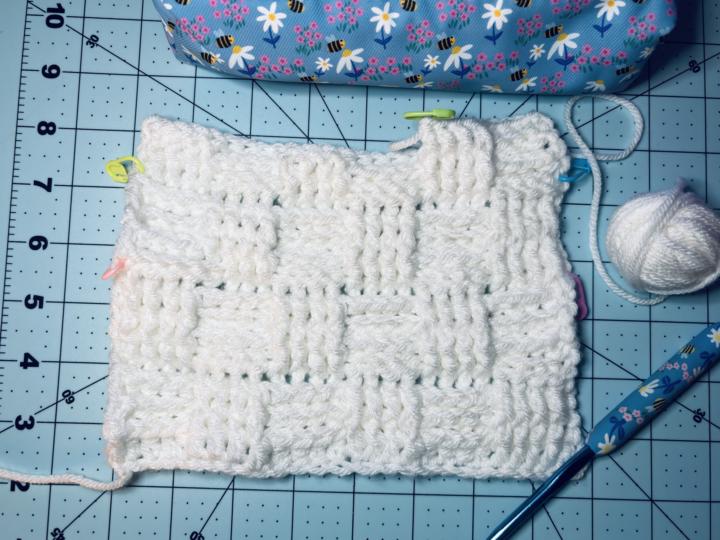 Working on Block 11 The Basket Weave Stitch