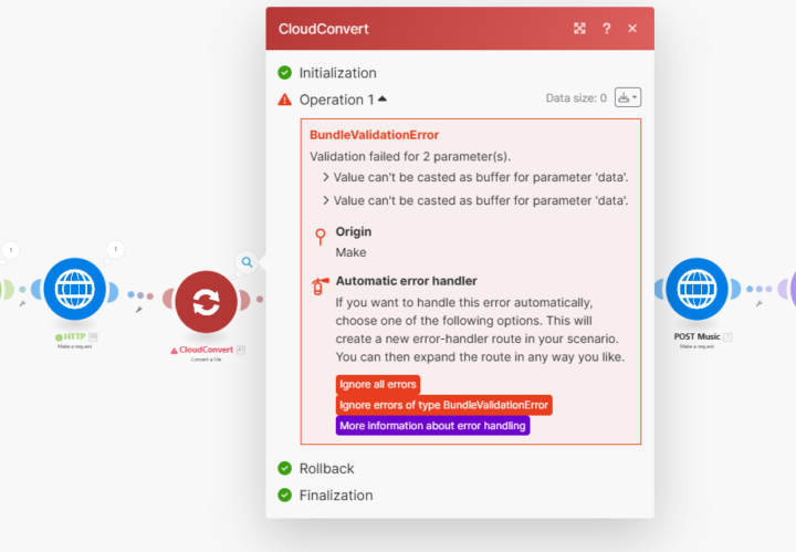issues with cloud convert in make.com workflow