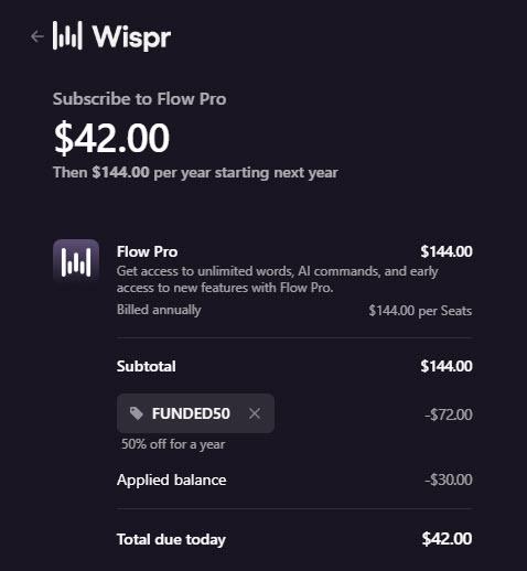 Wisprflow - Black Friday Deal