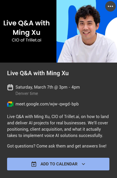 Live Q&A with Ming Xu (Trillet.ai)