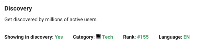 We are now in the Tech category on Discovery!