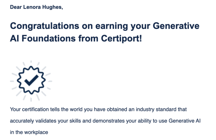I Received My Certification in Generative AI! 🙌🏾