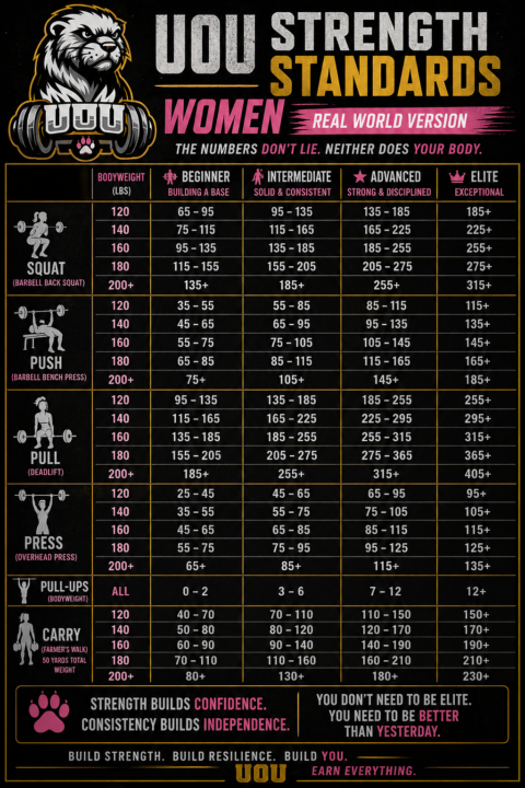 Strength Charts for Men and Women 