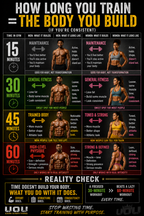 Body Type you can achieve with 15,30,45 or 60 Minute workout
