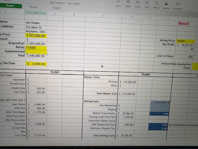 Help with a spreadsheet
