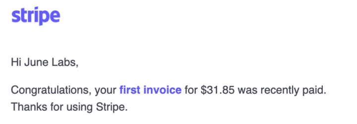 First Invoice Paid