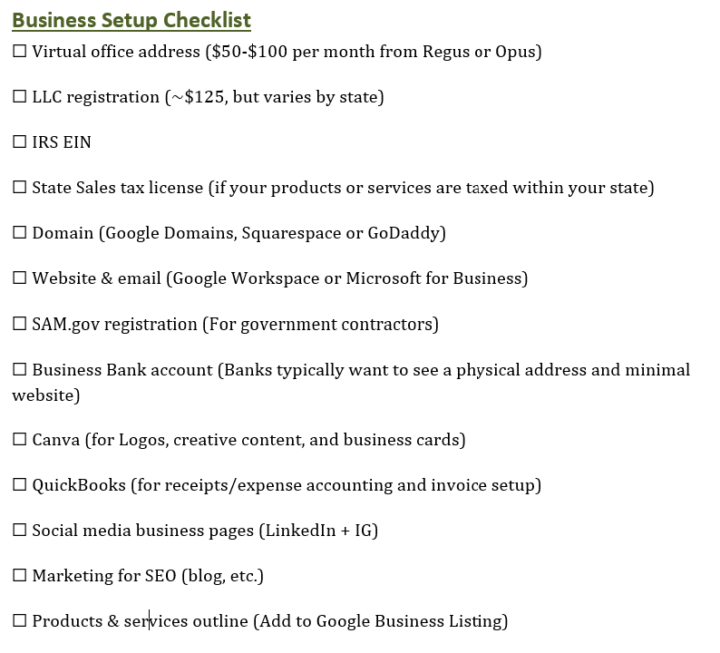 Checklist for Starting a New LLC