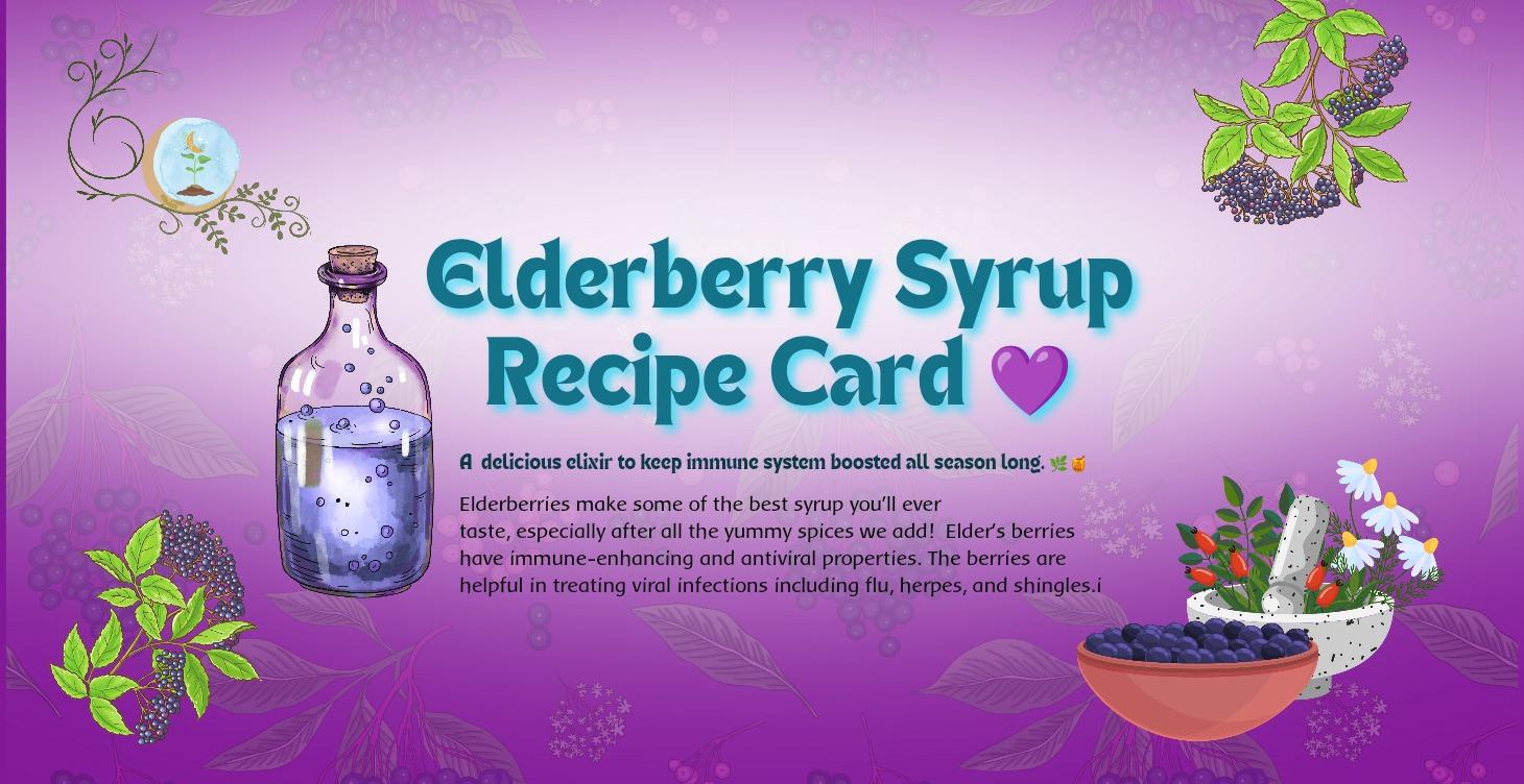 Elderberry Syrup Recipe Card 💜