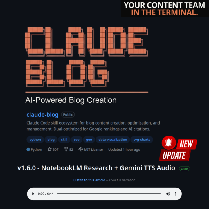Claude Blog v1.6 - Audio + Notebook LM skillset