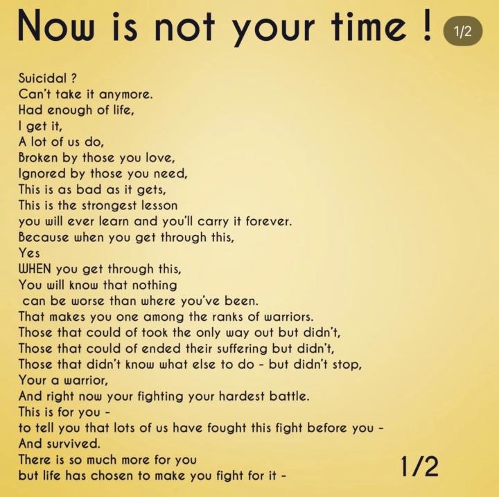 It’s not your time …