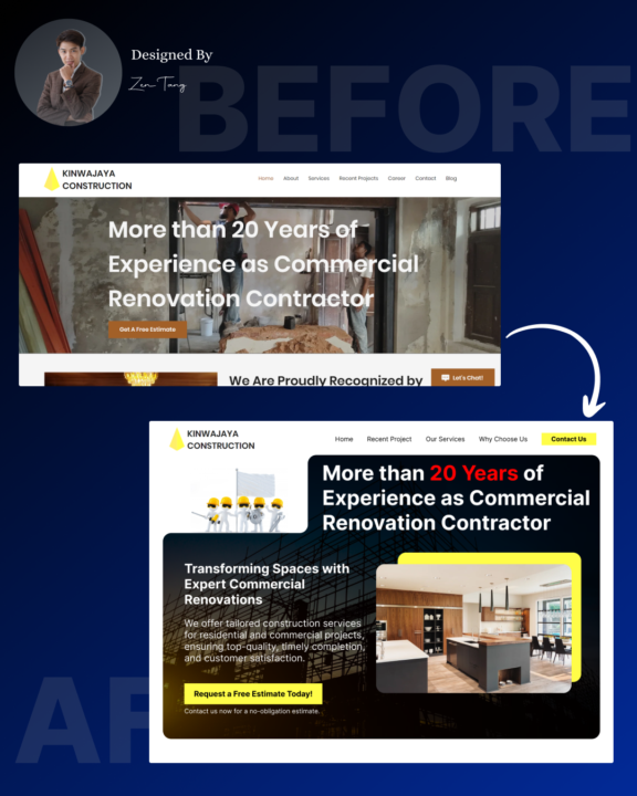 Redesign "Hero Section" For A Construction Company