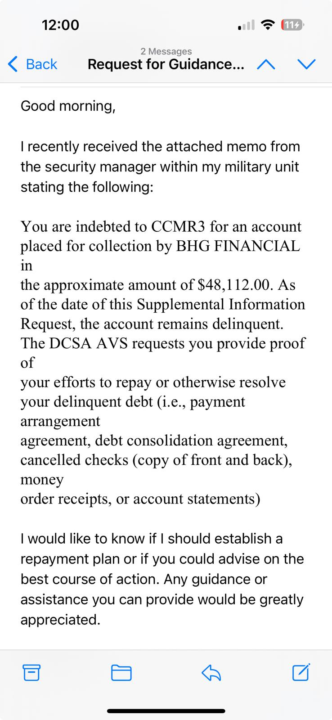 Client Seeking Guidance on Collection Account