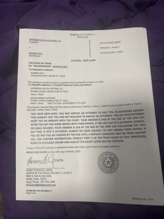 Citation Debt Claim