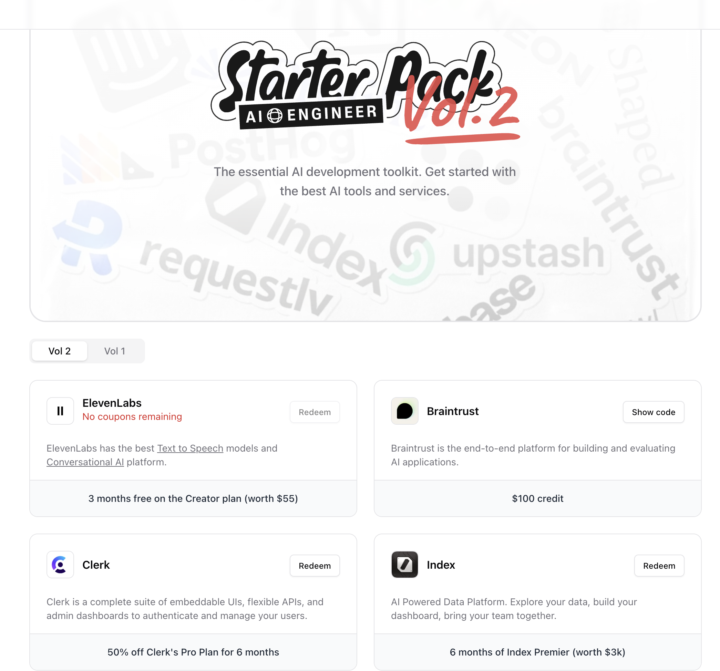 AI Engineer Pack - free credits on various tools