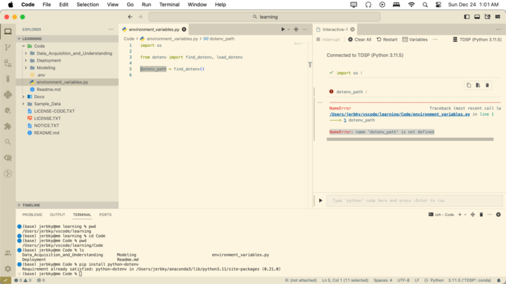 Stuck in (Working with Environment Variables video)