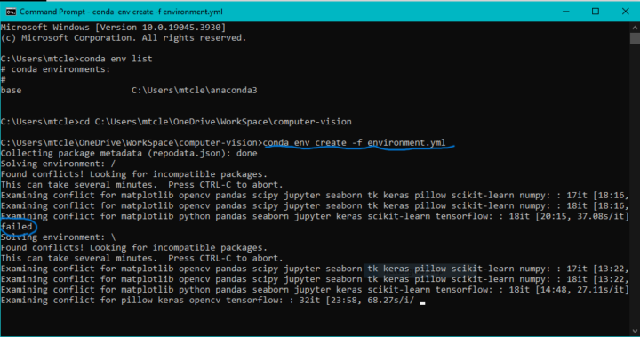 create environment using the environment.yml