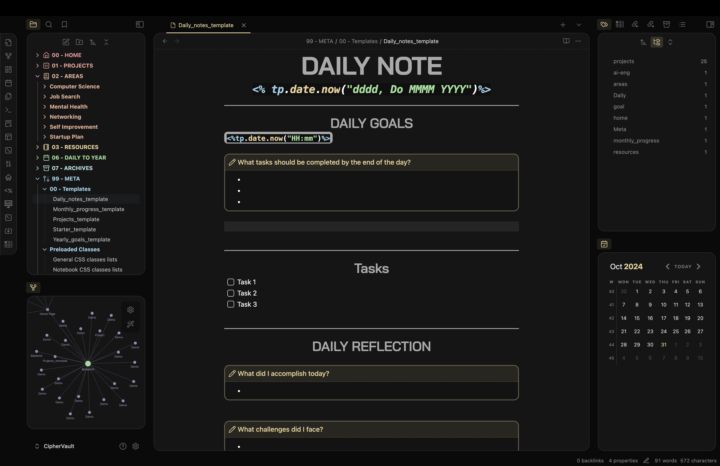 Obsidian vault template for developers